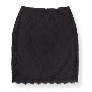 Diane von Furstenberg Skirt Women Size 8 Black Lace Zipper Nylon Scotia EUC